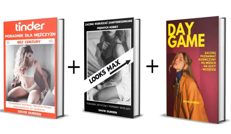 Trzy książki o tym, jak dogodzić kobiecie: "Tinder", "Looks Max" i "Day Game".