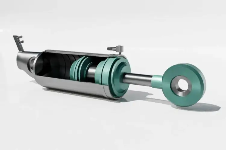 Przekrój pompy sprzęgła z tłokiem i uszczelkami. Dowiedz się, jak sprawdzić pompę sprzęgła, analizując jej budowę.