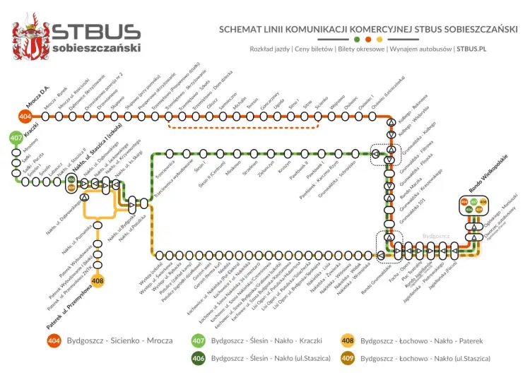 Rozkład jazdy 404: Sprawdź godziny kursów i przystanki w Bydgoszczy