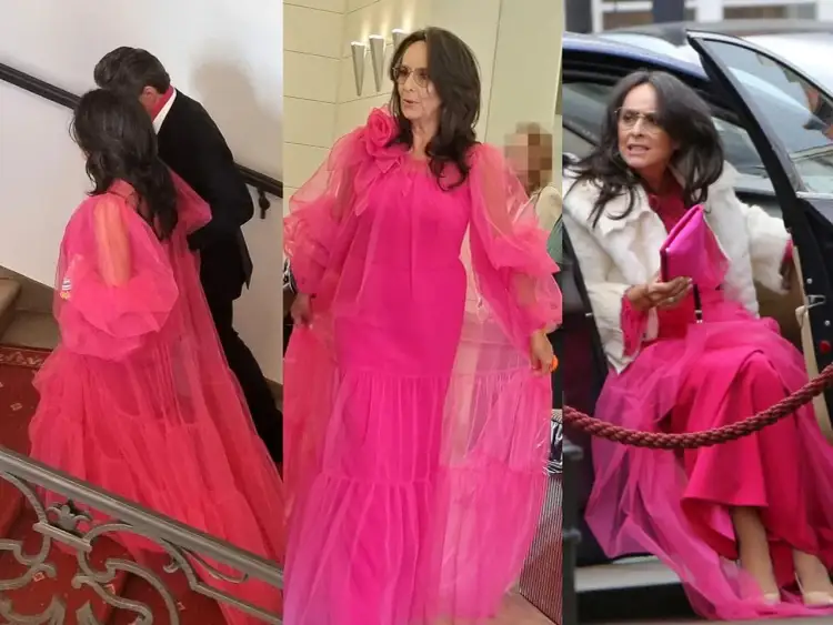 Anna Korcz w olśniewającej różowej sukni na schodach i przy samochodzie. Wygląda jak na ślub!