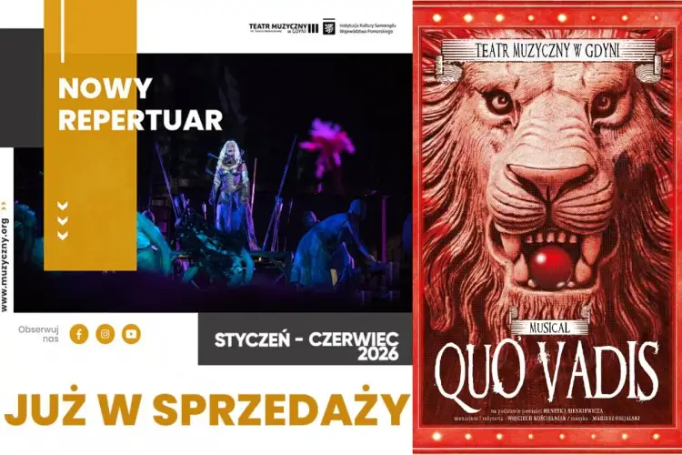 Nowy repertuar Teatru Muzycznego w Gdyni: musical "Quo Vadis" już w sprzedaży na styczeń-czerwiec 2026.