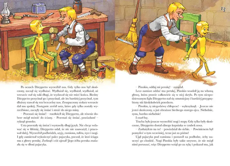 Gdzie w książce jest opis Pinokia? Znajdź kluczowe fragmenty
