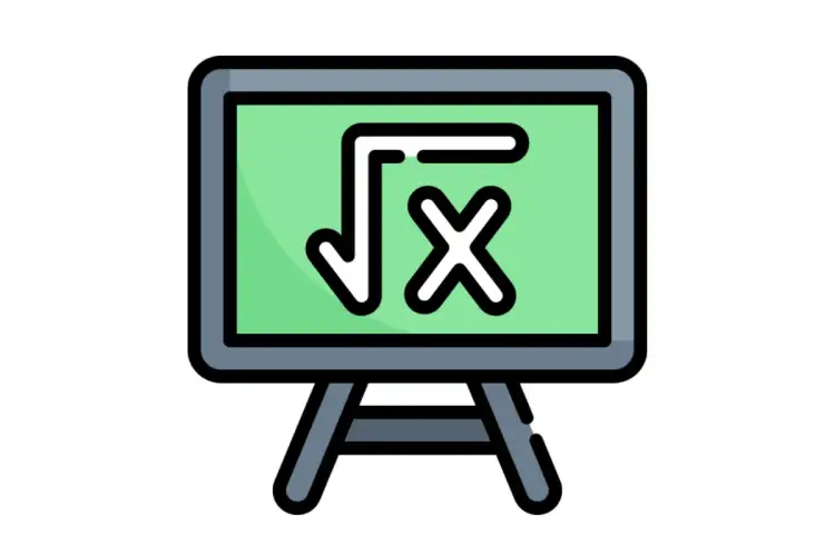 Tablica z symbolem pierwiastka i literą X. Dowiedz się, jak napisać pierwiastek na telefonie.