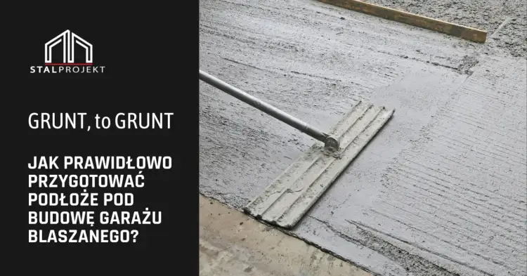 Wylewanie betonu na fundament pod garaż blaszany. Narzędzie do wyrównywania świeżej masy.