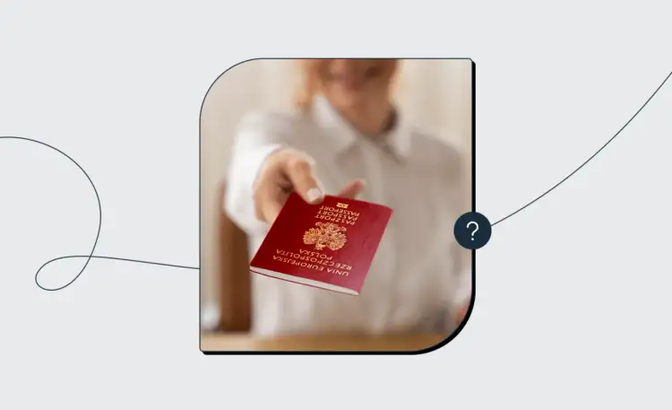 Dłoń podaje czerwony paszport. Czy ktoś może odebrać za mnie paszport?