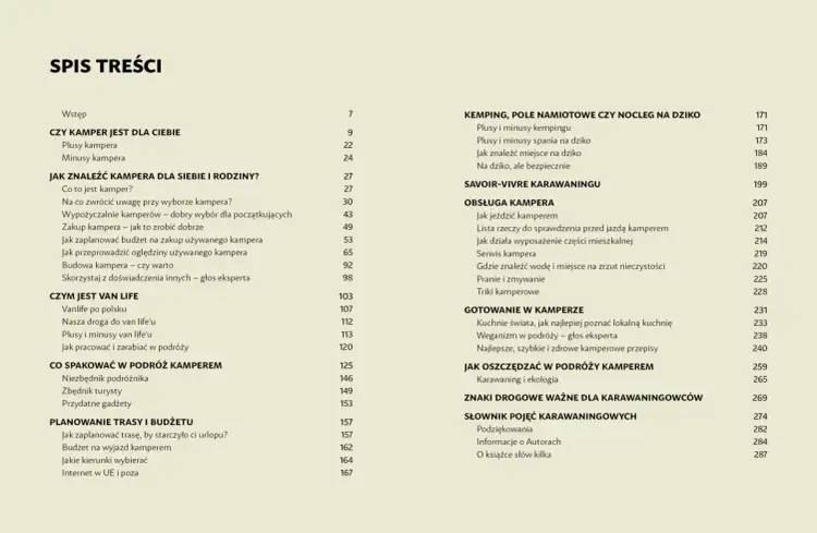Spis treści: Czym jest van life, co zabrać do kampera, planowanie trasy i budżetu, gotowanie w kamperze, jak znaleźć kampera dla siebie i rodziny.