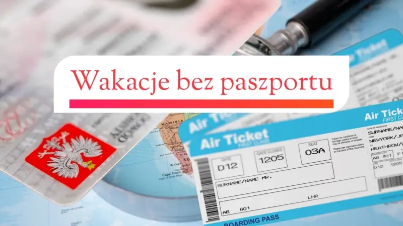 Paszport nie jest potrzebny na Wyspy Kanaryjskie. Na zdjęciu widać dokument tożsamości z orłem, bilety lotnicze i mapę.
