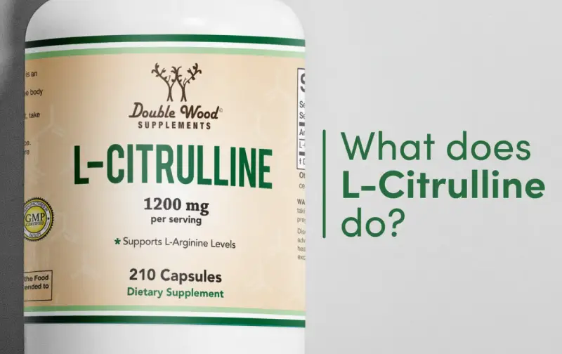 Suplement L-Citrulline 1200 mg od Double Wood Supplements, wspierający poziom L-Argininy.