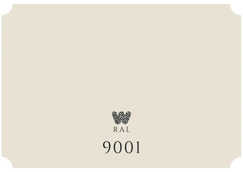 RAL 9001, kolor biały. Symbol graficzny i numeracja.