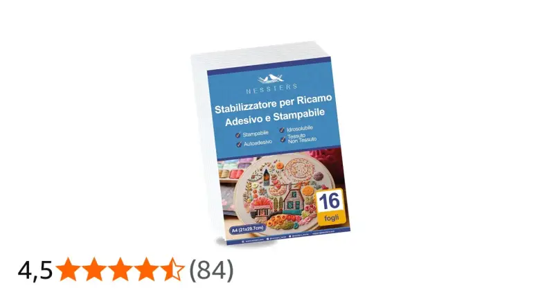 Carta idrosolubile per ricamo adesiva e stampabile. Ideale per trasferire disegni su tessuto e poi dissolverla in acqua.