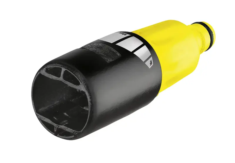 En gul och svart Kärcher adapter med en sexkantig öppning.