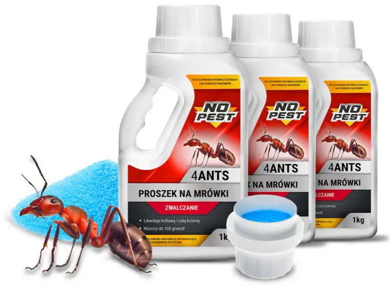 Proszek na mrówki "4ANTS" - najlepszy środek na mrówki, który skutecznie zwalcza całe kolonie. W zestawie z miarką.
