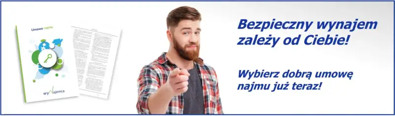 Mężczyzna wskazuje palcem, zachęcając do wyboru dobrej umowy najmu. Bezpieczny najem instytucjonalny zależy od Ciebie!