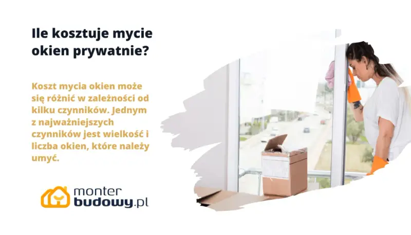 Ile kosztuje mycie okien w domu? Cena zależy od wielkości i liczby okien. Kobieta w pomarańczowych rękawicach myje okno.