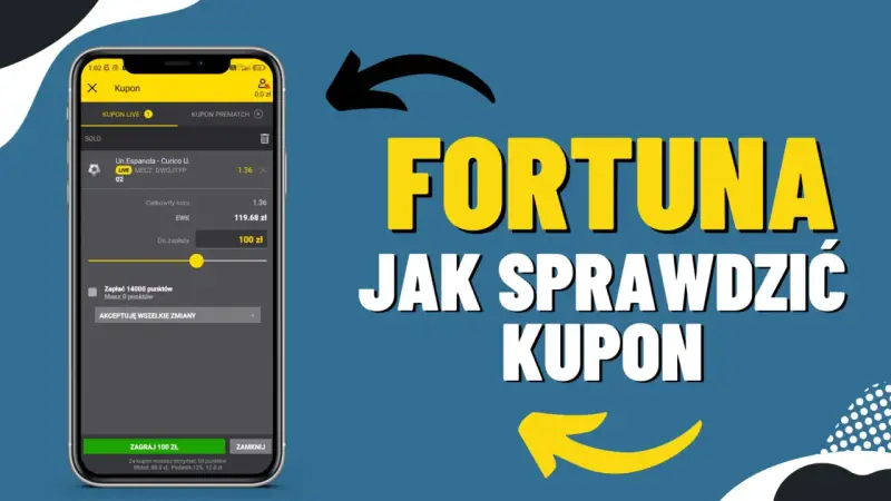 Na ekranie telefonu widać kupon bukmacherski Fortuna. Dowiedz się, czy dogrywka liczy się na kuponie.