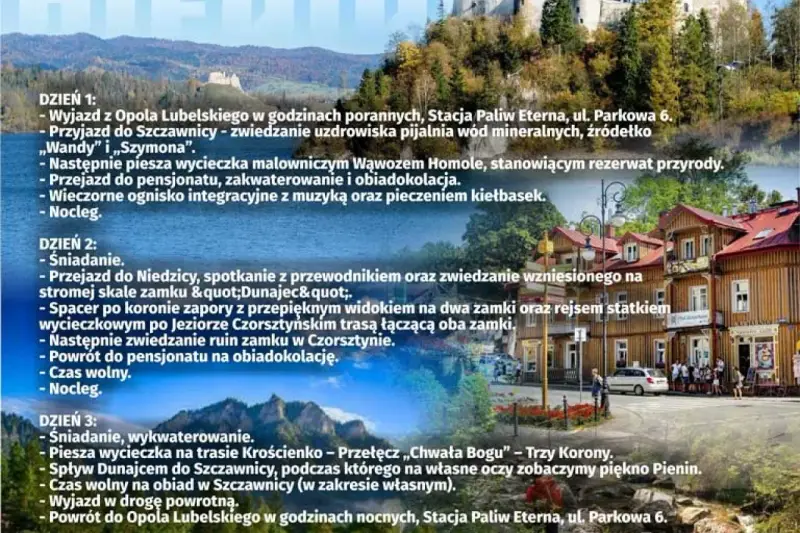 Atrakcje Szczawnica i okolice: wycieczka do Wąwozu Homole, zamków w Niedzicy i Czorsztynie, spływ Dunajcem.