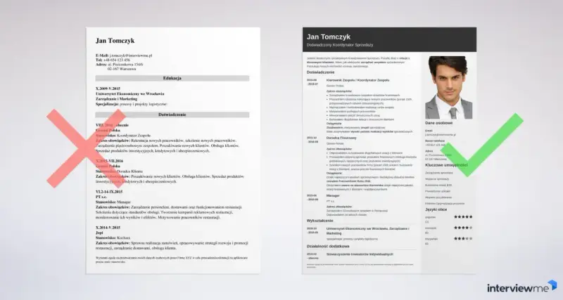 Jan Tomczyk, doświadczony koordynator sprzedaży, prezentuje swoje CV. Pokazuje, jak napisać CV, podkreślając kluczowe umiejętności i doświadczenie.