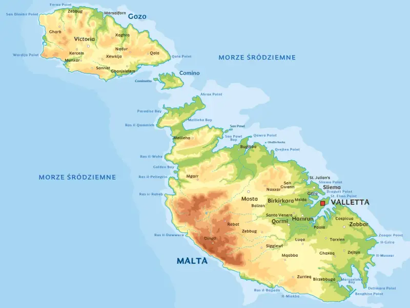 Mapa Malty, Gozo i Komina. Zastanawiasz się, czy potrzebujesz malta dowod czy paszport, by tu przyjechać?