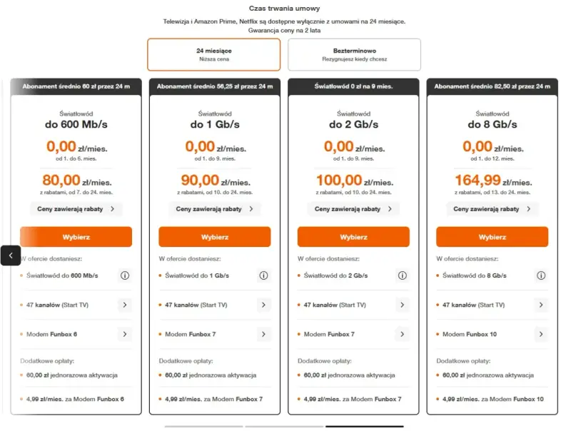 Porównanie ofert światłowodu: 600 Mb/s za 0 zł przez 6 mies., 1 Gb/s za 0 zł przez 9 mies., 2 Gb/s za 0 zł przez 9 mies., 8 Gb/s za 0 zł przez 12 mies. Sprawdź cenę światłowodu!
