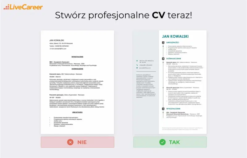 CV dla ucznia: Jan Kowalski, doświadczony menedżer, prezentuje swoje umiejętności i wykształcenie.