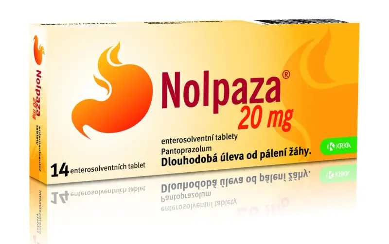 Opakowanie leku Nolpaza 20 mg, zawierające 14 tabletek. Pomaga na zgagę.