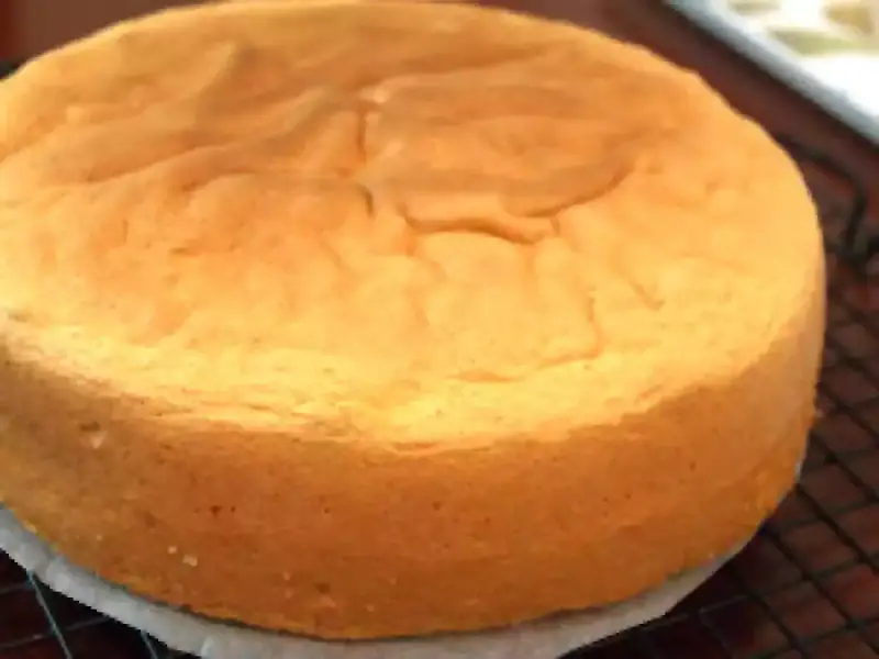 Un gâteau génoise doré, parfait pour toute recette. Sa texture aérienne promet un délice.