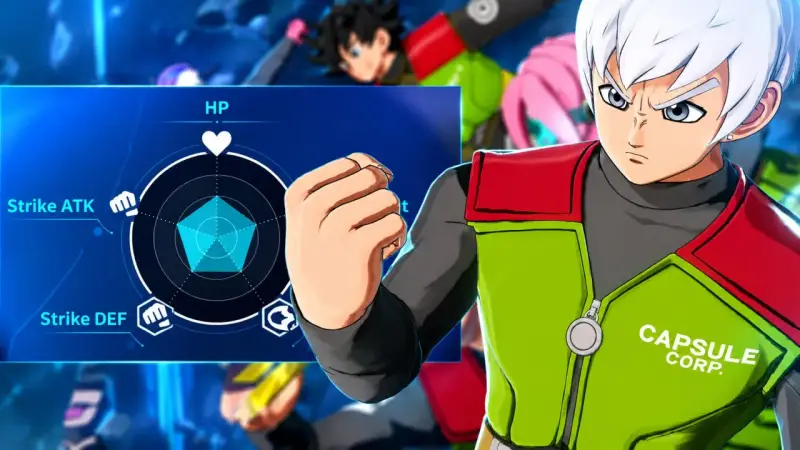 Personaje con stats de Dragon Ball Xenoverse 3, listo para el combate.