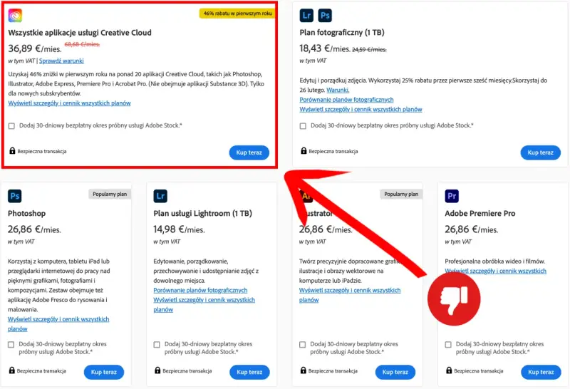 Adobe Creative Cloud z rabatem 46% na pierwszy rok. Photoshop, Lightroom i inne aplikacje w promocji. To nie jest cena na zawsze, ale świetna okazja!