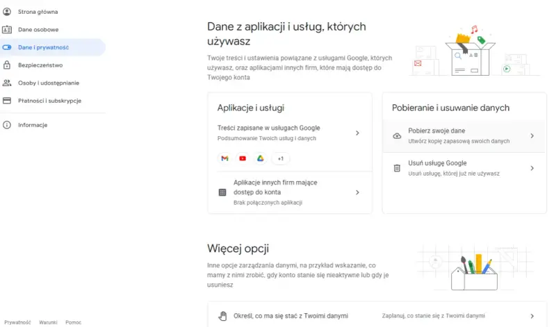 Jak usunąć konto Gmail? Na stronie "Dane i prywatność" znajdziesz opcję "Usuń usługę Google", która pozwoli Ci pozbyć się konta.