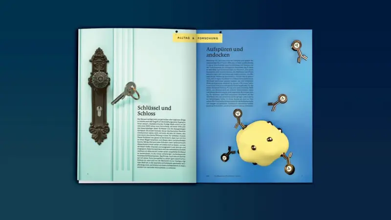 Ein Schlüssel passt perfekt in ein antikes Schloss. Das Schlüssel-Schloss-Prinzip erklärt, wie Moleküle andocken.