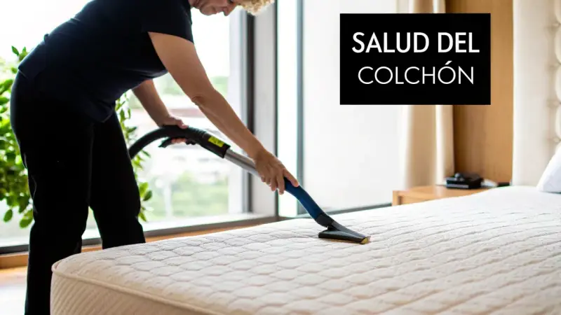 Mujer aspira colchón para eliminar olores. ¡Adiós a ese mi colchón huele mal! Salud del colchón.