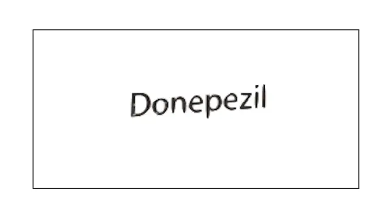 Napis "Donepezil" na białym tle.