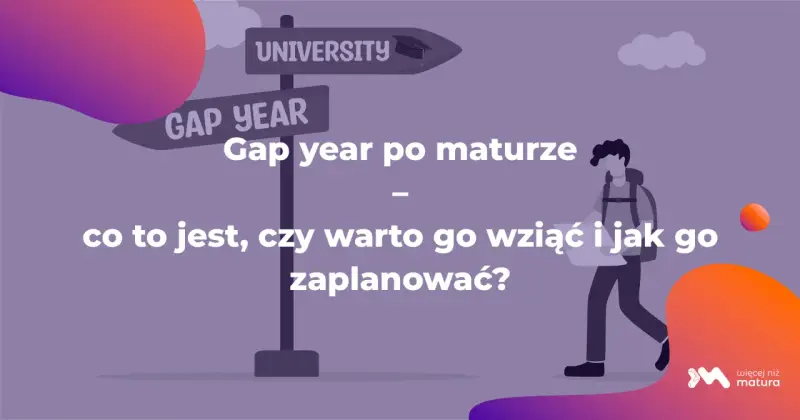 Znak drogowy z napisem "University" i "Gap Year". Co po maturze? Dowiedz się, czy warto wziąć rok przerwy i jak go zaplanować.