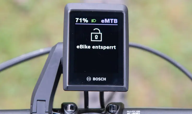 Bosch eBike Lock: eBike entsperrt, 71% Akku. Positive Bosch e-bike lock erfahrungen mit dem entsperrten eMTB.