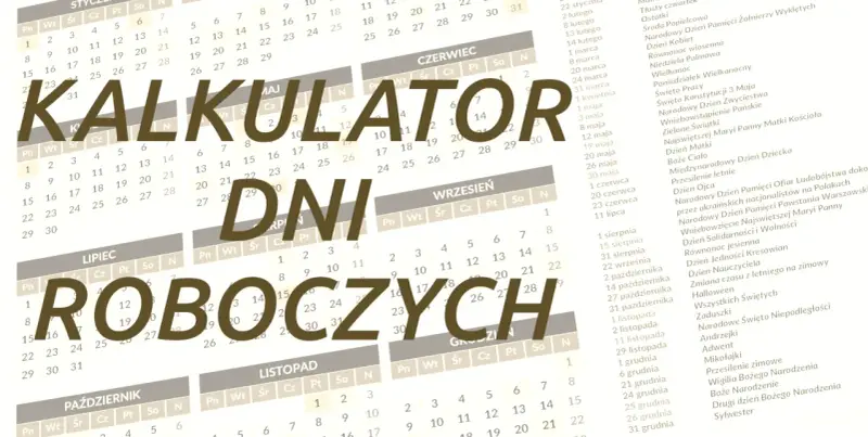 Kalkulator dni roboczych 2026. Kalendarz z zaznaczonymi świętami i dniami wolnymi.