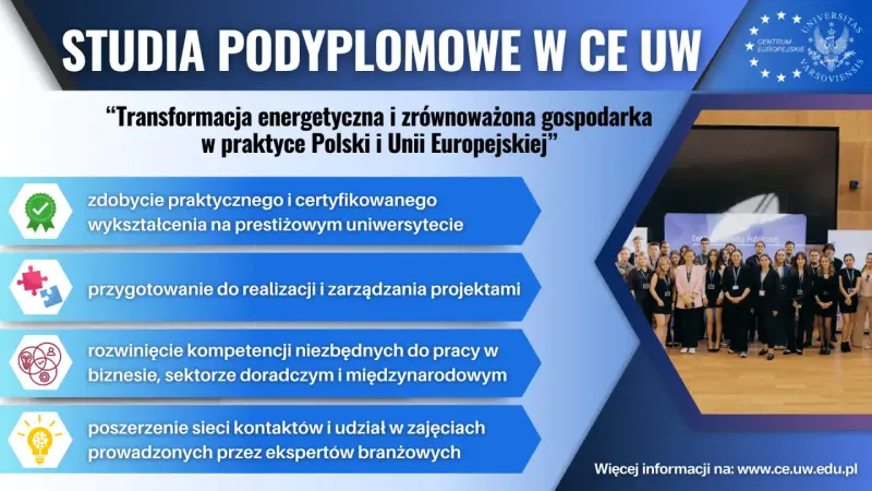 Studia podyplomowe w CE UW: zdobycie praktycznego wykształcenia, przygotowanie do projektów, rozwój kompetencji i poszerzenie kontaktów.