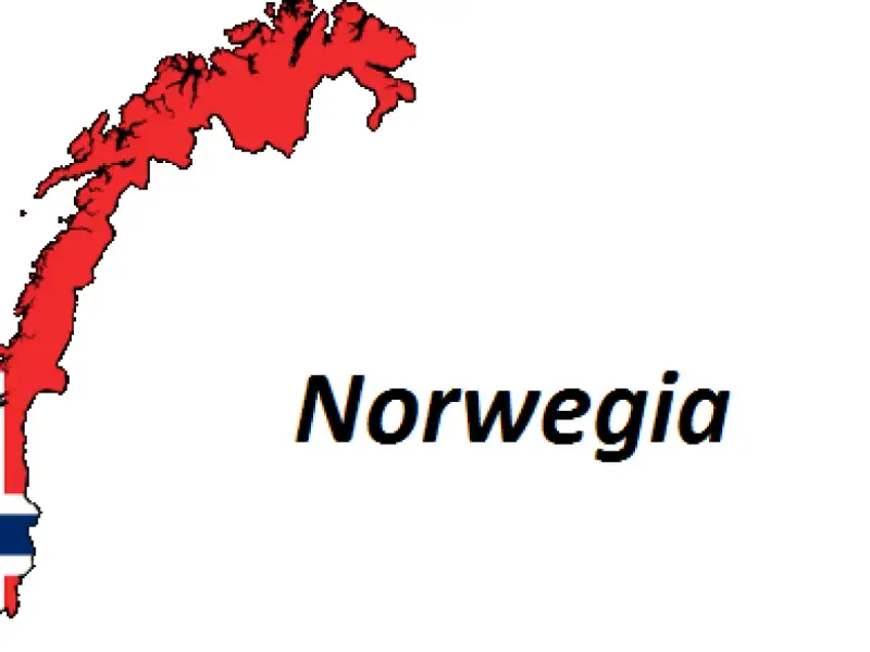 Mapa Norwegii z flagą. Planujesz podróż? Sprawdź, czy do Norwegii potrzebna jest wiza.
