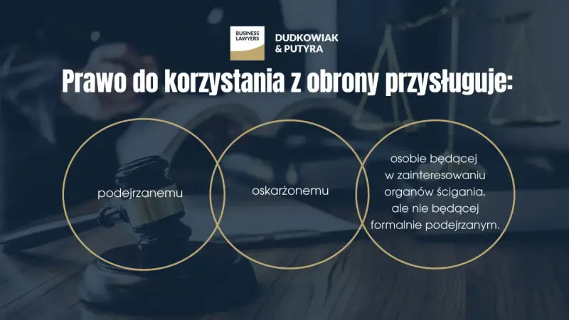 Prawo do obrony przysługuje podejrzanemu, oskarżonemu oraz osobie zainteresowania organów ścigania, nawet jeśli nie jest formalnie podejrzanym.