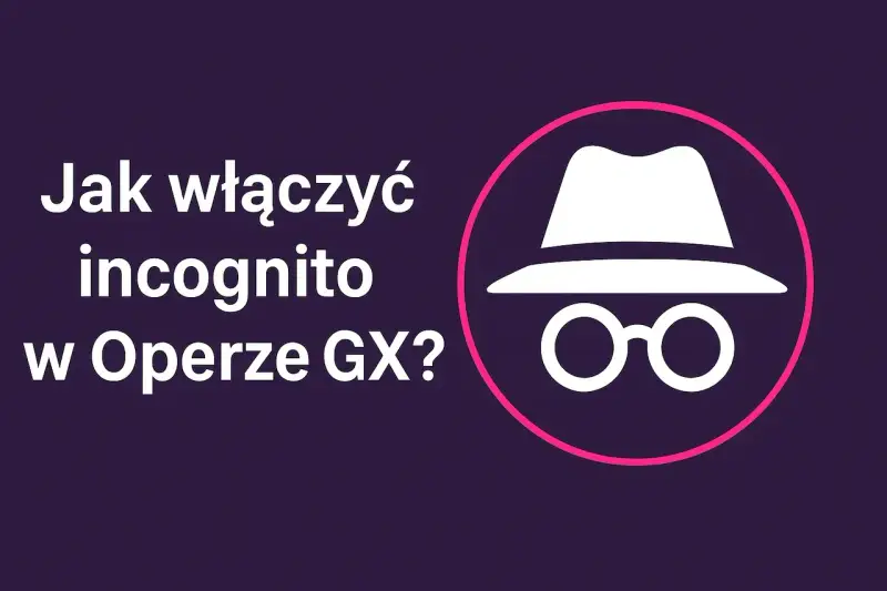 Jak włączyć tryb incognito w Operze GX? Ikona szpiega w kapeluszu i okularach.