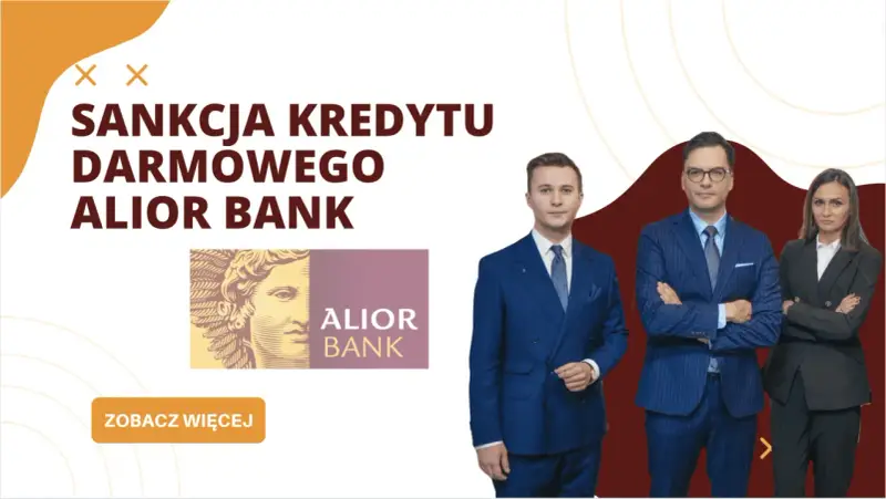 Sankcja kredytu darmowego Alior Bank. Trzy osoby w garniturach stoją obok siebie.