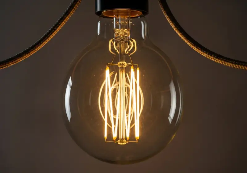 Żarówka typu "edison bulbs" z widocznym żarnikiem, idealna do budowania nastroju loftu.