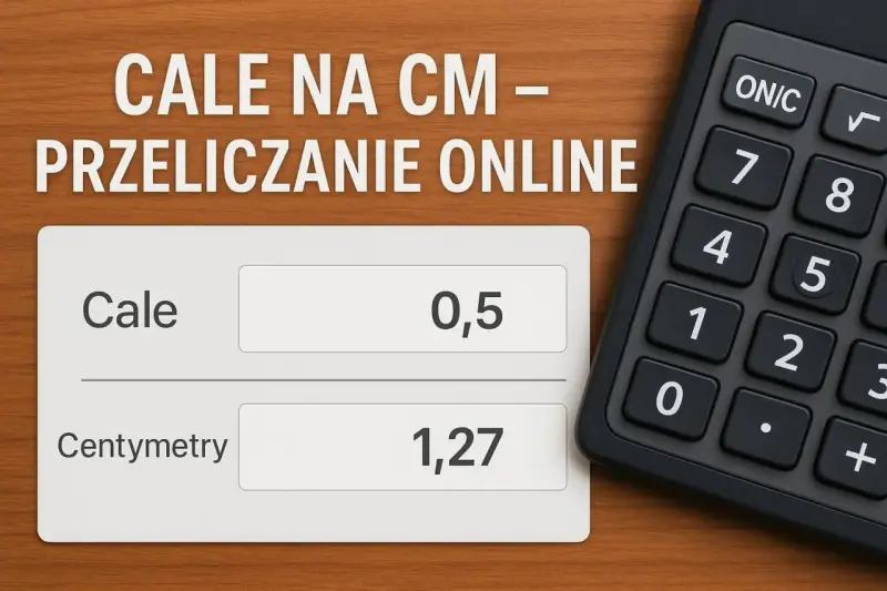 Przeliczanie cali na cm. 0,5 cala to 1,27 cm. Kalkulator obok.