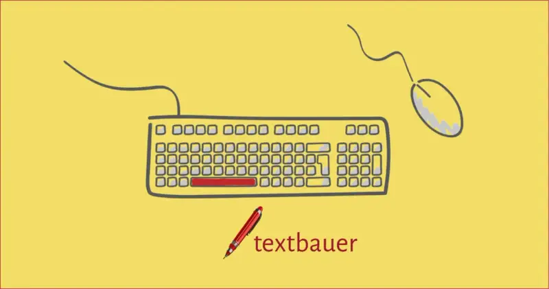 Ein Stift und eine Tastatur mit Maus, bereit für den textbauer, der mit einem geschützten Leerzeichen beginnt.