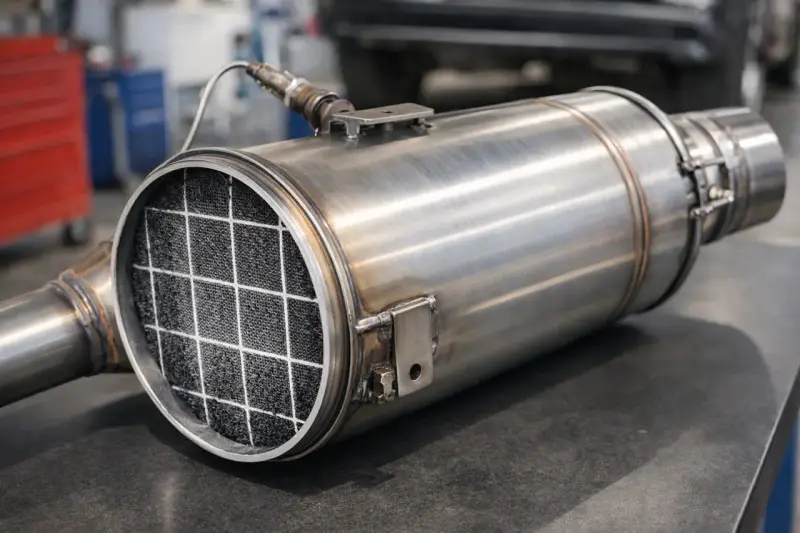 Filtr cząstek stałych DPF, kluczowy element dla normy **euro 6**, gotowy do montażu.