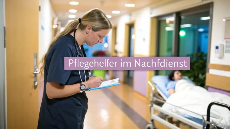 Pflegehelferin im Nachtdienst prüft Unterlagen. Die MDK-Richtlinien für den Nachtdienst sind wichtig für die Qualitätssicherung.