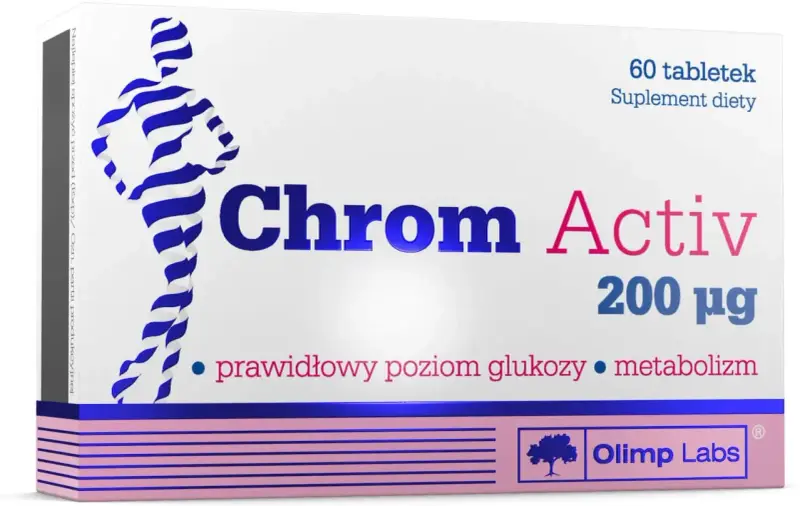 Chrom Activ 200 µg – suplement diety wspierający metabolizm i prawidłowy poziom glukozy. Idealny dla osób dbających o linię, wsparcie w procesie odchudzania.
