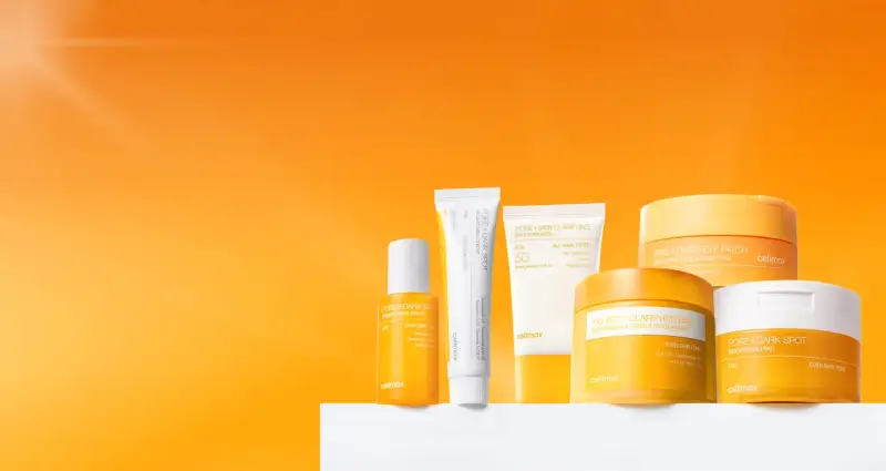 Linia produktów celimax: serum, krem, krem z filtrem, płatki pod oczy i peelingujące.