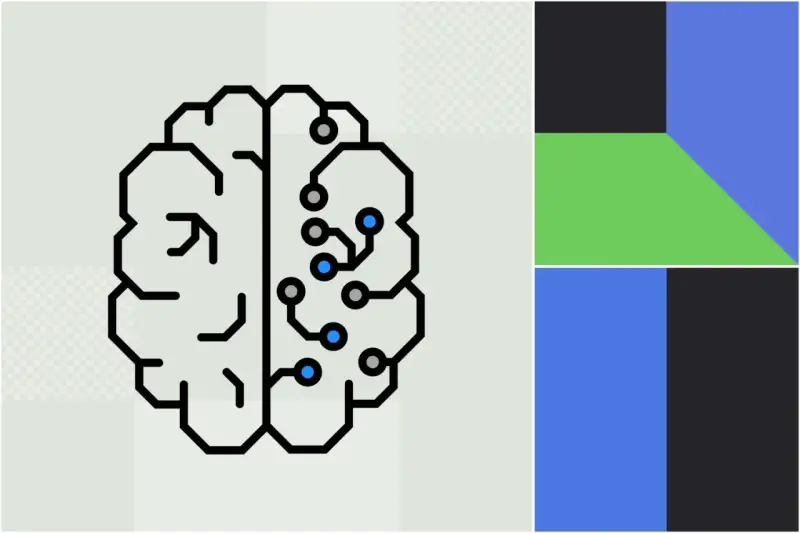 Grafika przedstawia schemat mózgu z elementami obwodów drukowanych, symbolizujący sztuczną inteligencję i test Turinga.