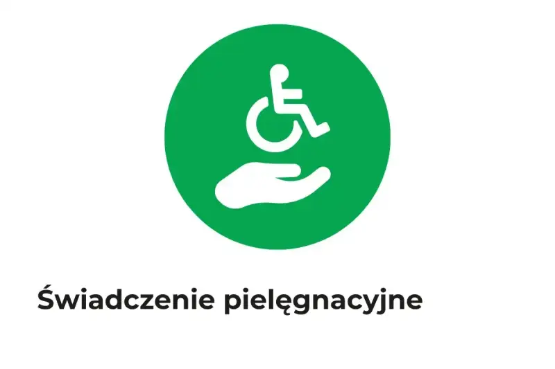 Symbol opieki nad osobą niepełnosprawną, symbolizujący wsparcie i pomoc. Opiekun osoby niepełnosprawnej.