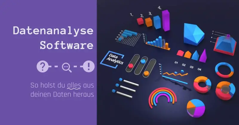 Datenanalyse-Software mit bunten Diagrammen und Grafiken. So holst du alles aus deinen Daten heraus.